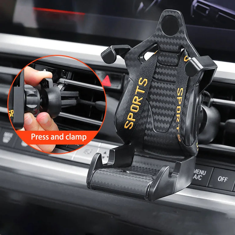 Racing Seat Vent Phone Holder | 360° Rotating Clip