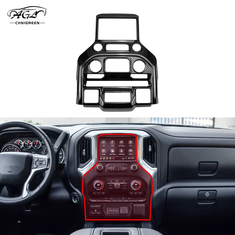 Carbon Fiber Nav Screen Frame + Air Vent Trim | Silverado 2019–2022