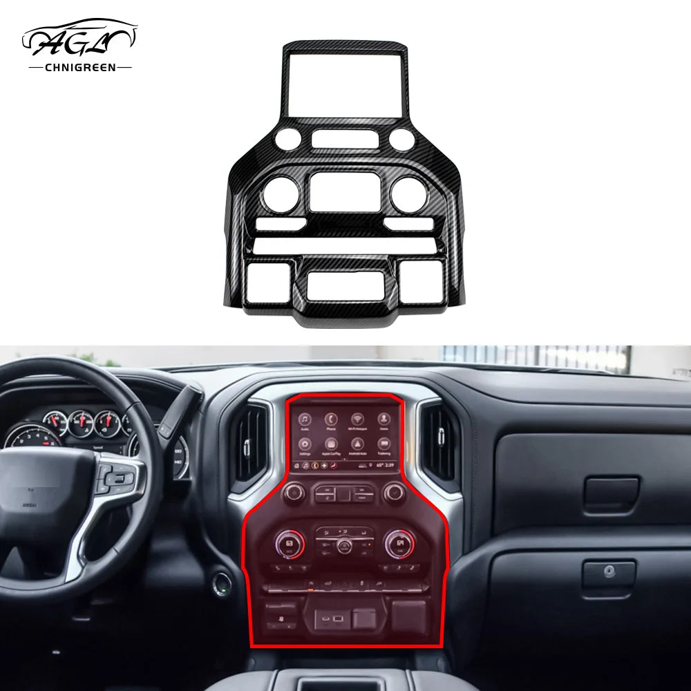 Carbon Fiber Nav Screen Frame + Air Vent Trim | Silverado 2019–2022