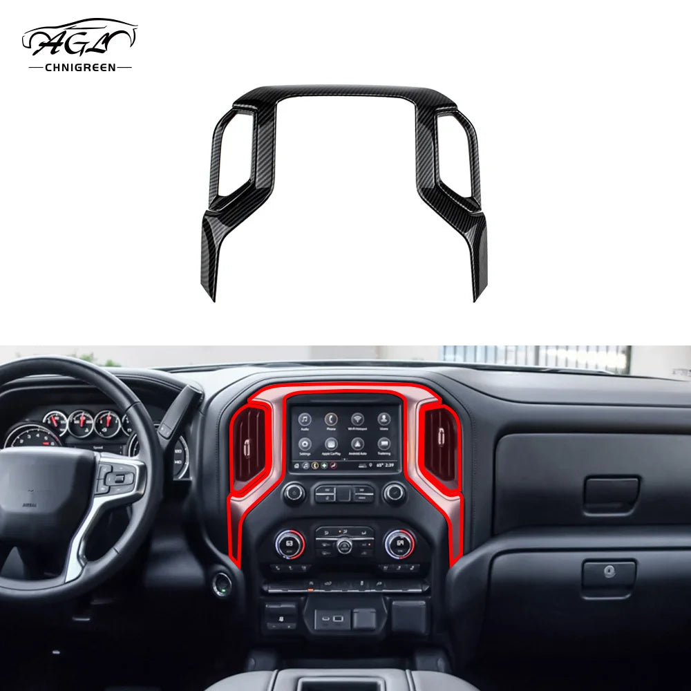 Carbon Fiber Nav Screen Frame + Air Vent Trim | Silverado 2019–2022
