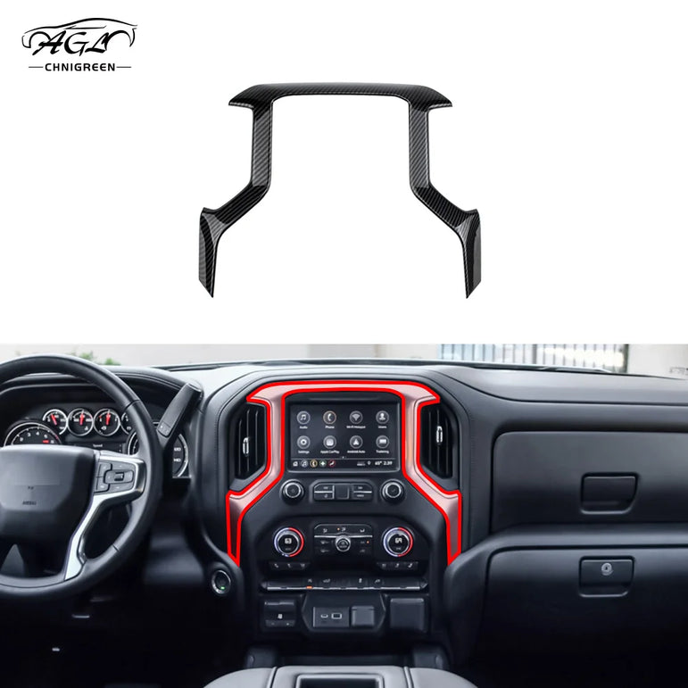 Carbon Fiber Nav Screen Frame + Air Vent Trim | Silverado 2019–2022