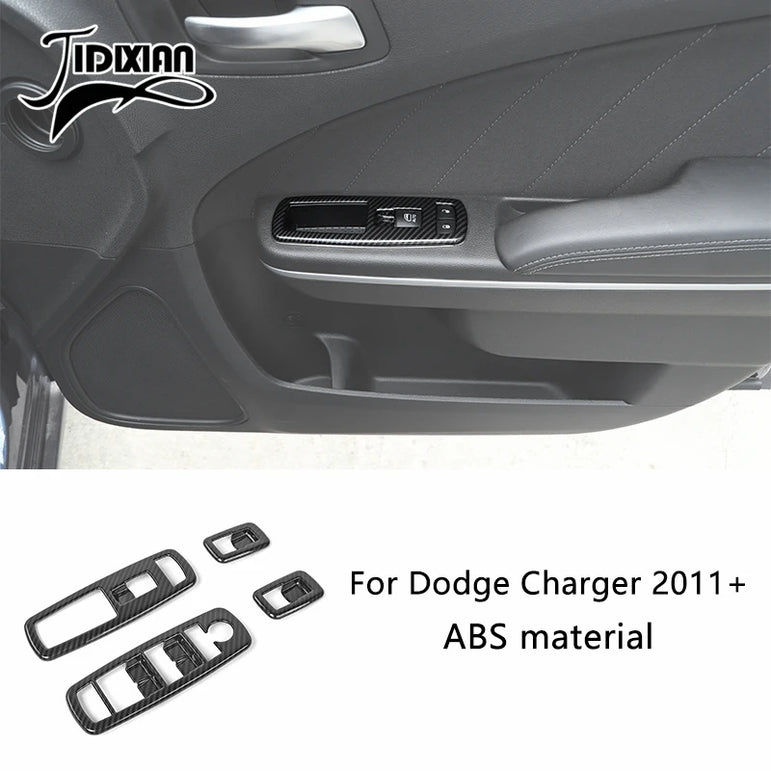 JIDIXIAN Car Interior Decoration Carbon Fiber Cover Fit for Dodge Charger  2015-2023