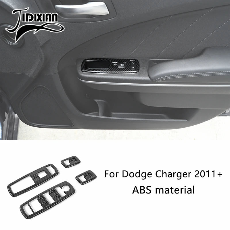 JIDIXIAN Car Interior Decoration Carbon Fiber Cover Fit for Dodge Charger  2015-2023