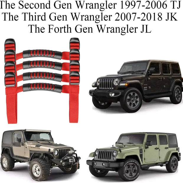 4x Roll Bar Grab Handles Grip Handle Fits For 1995-2021 Jeep Wrangler YJ TJ JK JKU JL Sports Sahara Freedom Rubicon X Unlimited