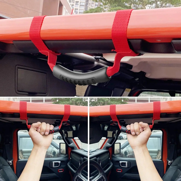 4x Roll Bar Grab Handles Grip Handle Fits For 1995-2021 Jeep Wrangler YJ TJ JK JKU JL Sports Sahara Freedom Rubicon X Unlimited