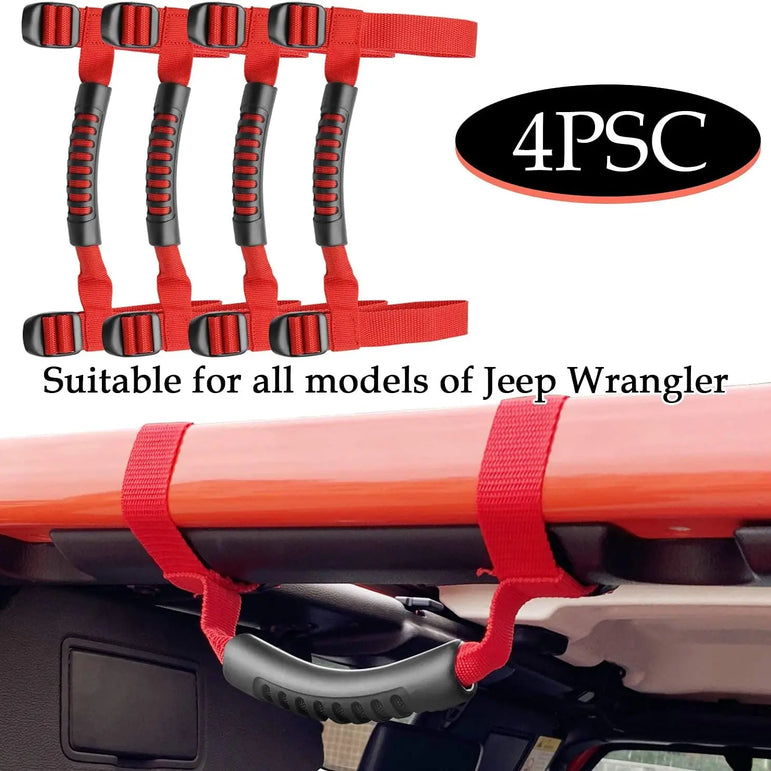 4x Roll Bar Grab Handles Grip Handle Fits For 1995-2021 Jeep Wrangler YJ TJ JK JKU JL Sports Sahara Freedom Rubicon X Unlimited