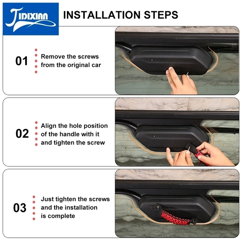 JIDIXIAN Car Taildoor Glass Grab Handle Fit for Jeep Wrangler JL 2018-2026 Rear Door Tailgate Handle Interior Accessoires
