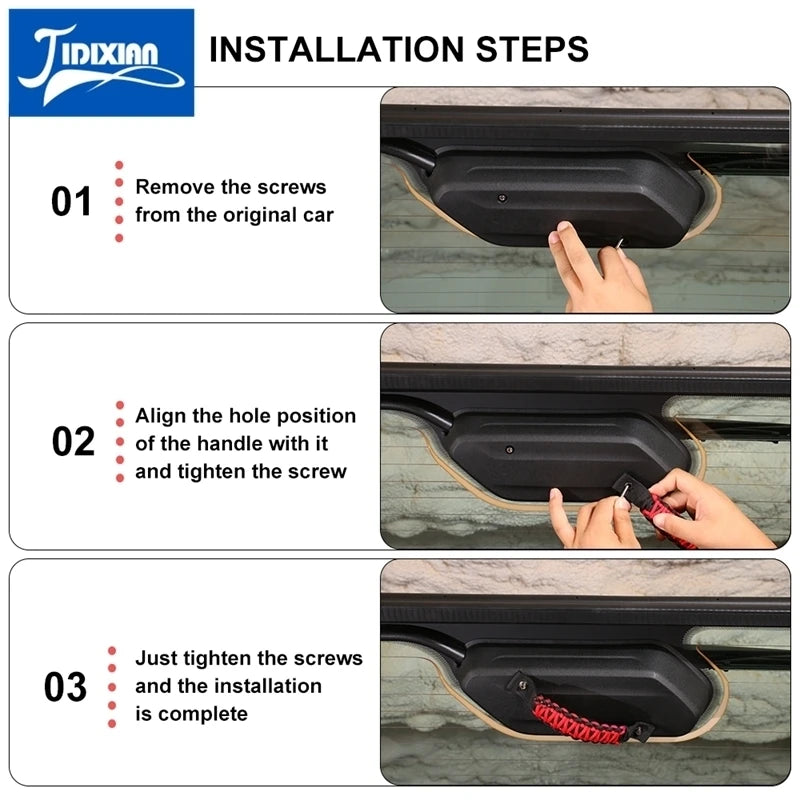 JIDIXIAN Car Taildoor Glass Grab Handle Fit for Jeep Wrangler JL 2018-2026 Rear Door Tailgate Handle Interior Accessoires