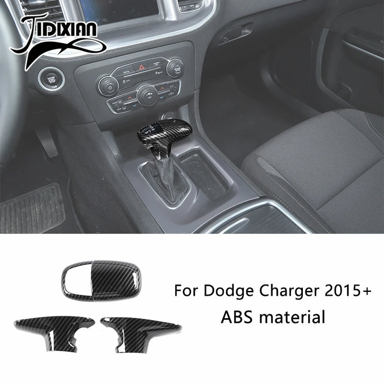 JIDIXIAN Car Interior Decoration Carbon Fiber Cover Fit for Dodge Charger  2015-2023