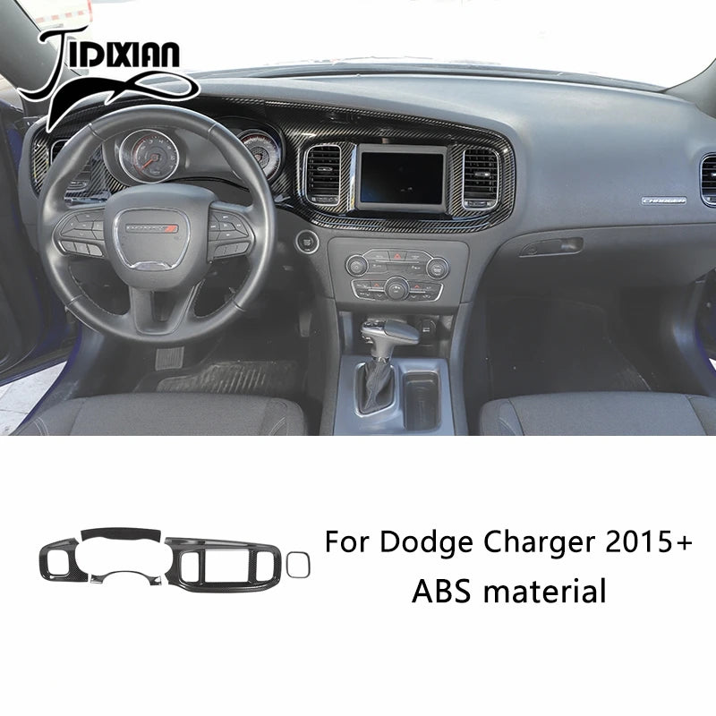 JIDIXIAN Car Interior Decoration Carbon Fiber Cover Fit for Dodge Charger  2015-2023