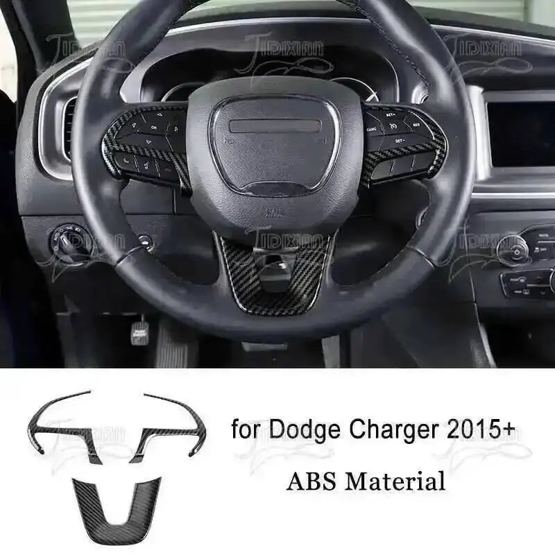 JIDIXIAN Car Interior Decoration Carbon Fiber Cover Fit for Dodge Charger  2015-2023