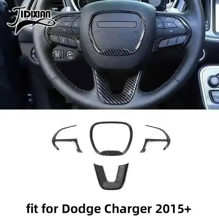 JIDIXIAN Car Interior Decoration Carbon Fiber Cover Fit for Dodge Charger  2015-2023