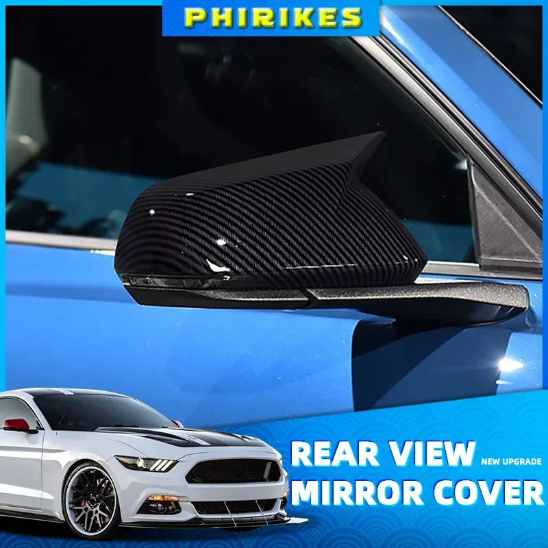 Glossy Black Carbon Mirror Cover Caps | Mustang 2015–2020