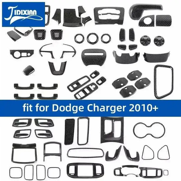 JIDIXIAN Car Interior Decoration Carbon Fiber Cover Fit for Dodge Charger  2015-2023