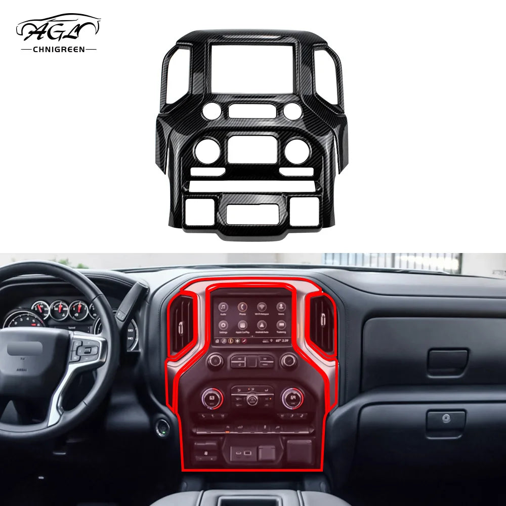 Carbon Fiber Nav Screen Frame + Air Vent Trim | Silverado 2019–2022