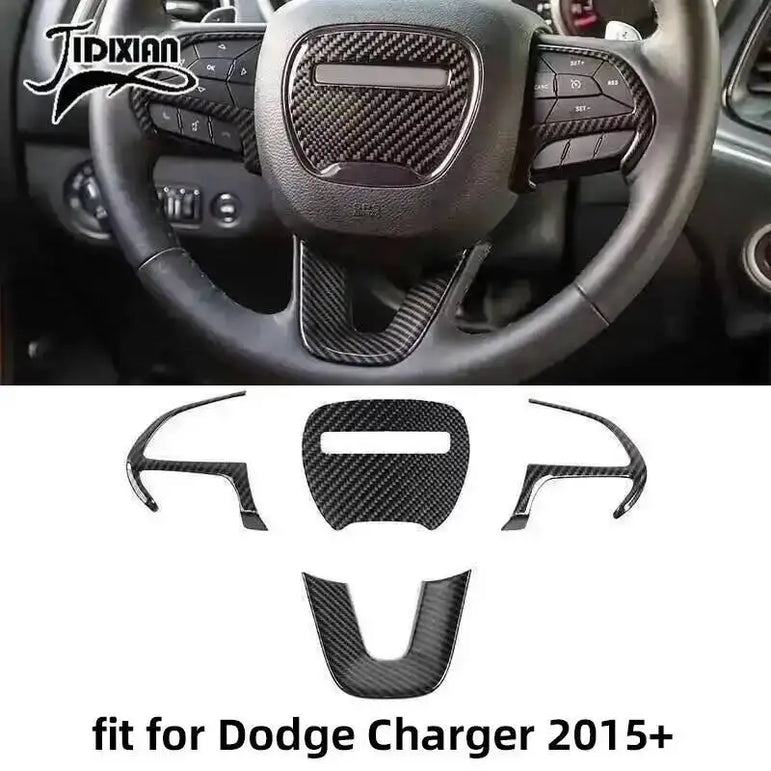 JIDIXIAN Car Interior Decoration Carbon Fiber Cover Fit for Dodge Charger  2015-2023
