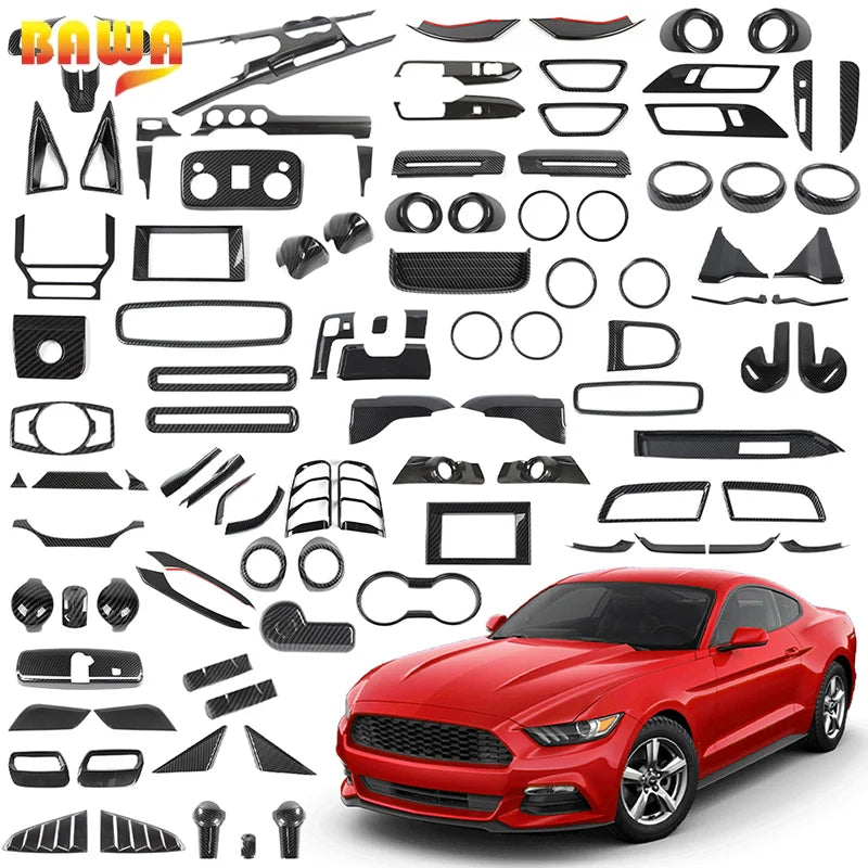 Carbon Fiber Grain Cabin Décor Kit | Mustang 2015–2023 (LHD)