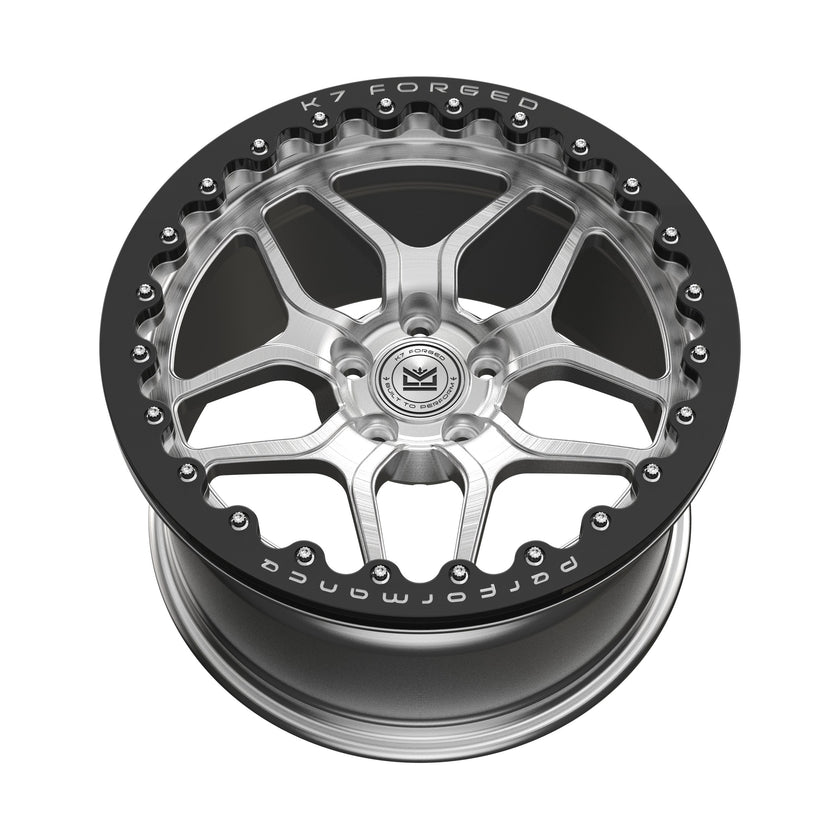 K7 Forged DRG-702B forged split-spoke beadlock-style wheel — hero