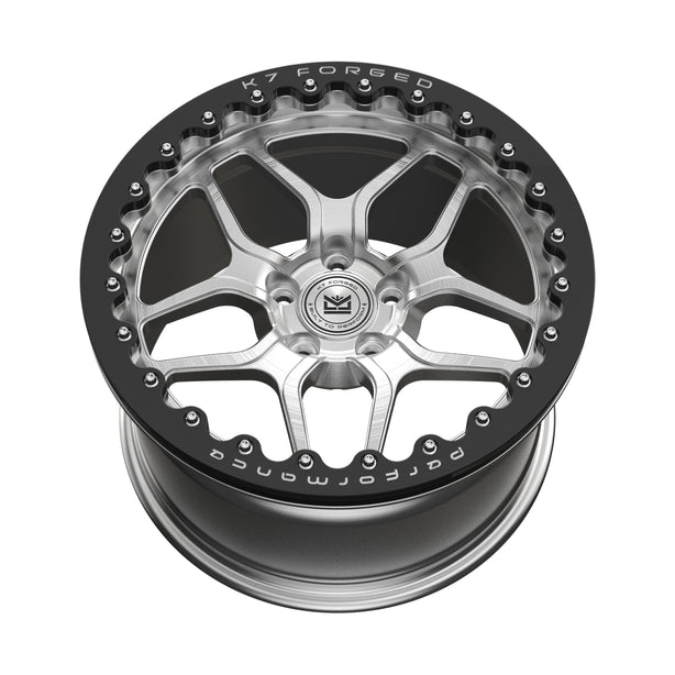 K7 Forged DRG-702B forged split-spoke beadlock-style wheel — hero