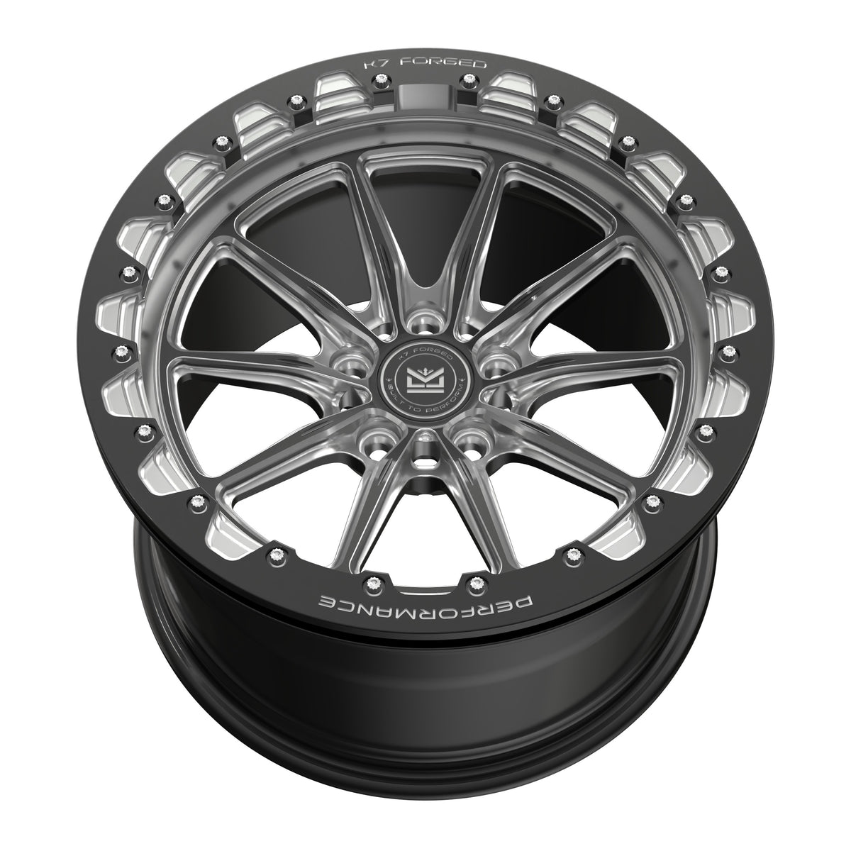 K7 Forged DRG-705B forged slim 10-spoke beadlock-style wheel — hero